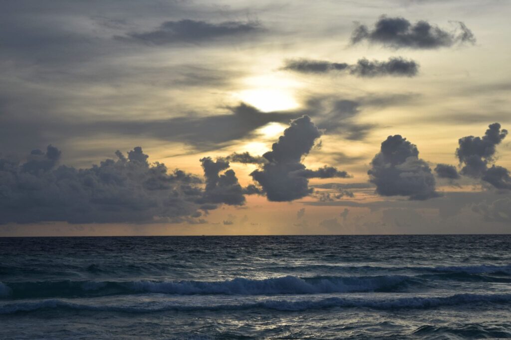 sunset over 7 Kilometer Beach in koh rong cambodia