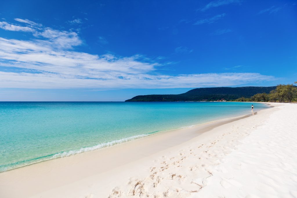beautiful 7 kilometer beach on a sunny day, one of the best places to visit koh rong cambodia