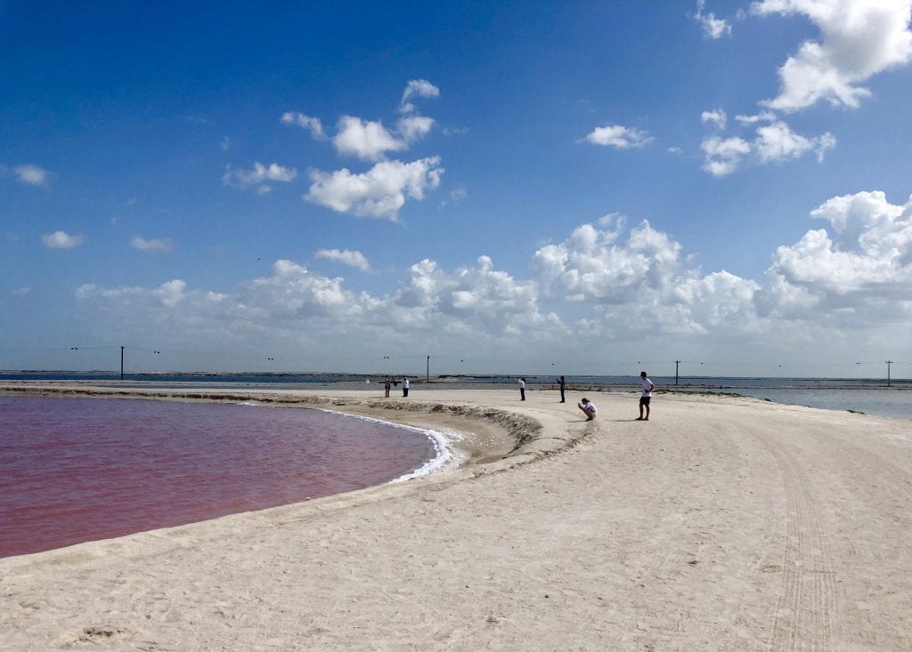 View of sand bank along the mexico pink lakes