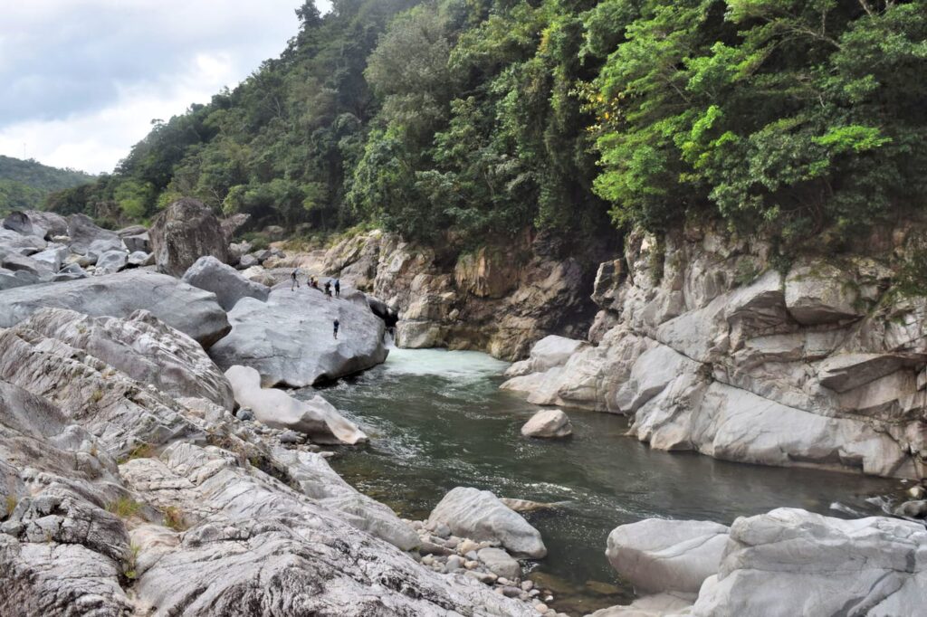 River Cangrejal in where we went white water rafting in Honduras, with river to the right side of the photo