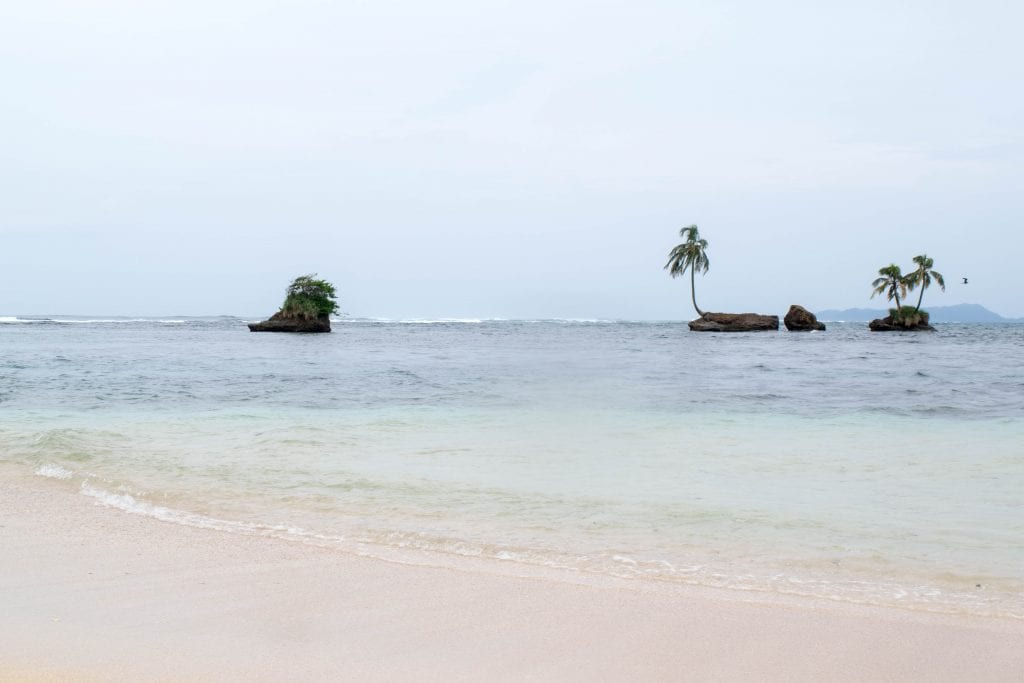 cloudy beach on an island close to bocas del toro