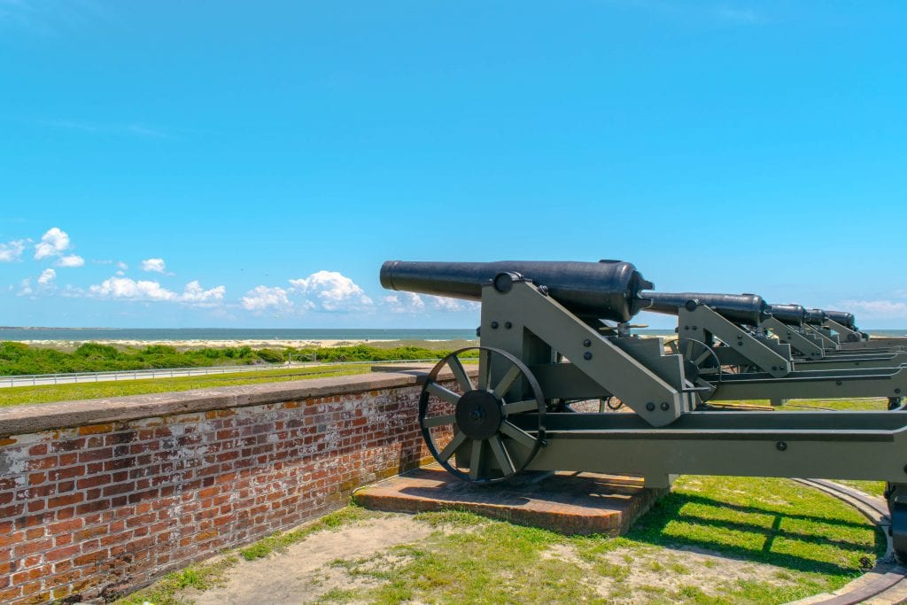 What to Do in Beaufort NC: photo of cannons at Fort Macon in Atlantic Beach