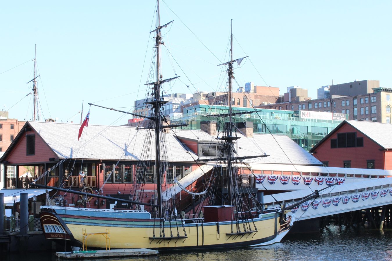 view of the boston tea party ship and museum from the boston waterfront