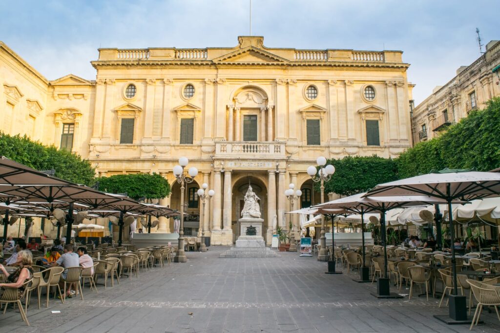 front facade of a building in valletta malta