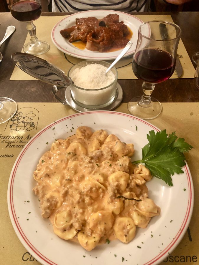 a plate of pasta served at a trattoria in florence italy