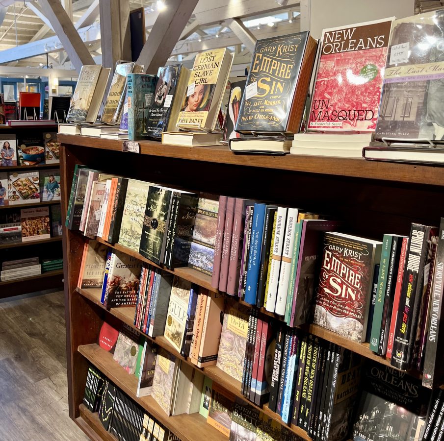display of books about new orleans inside a nola bookstore