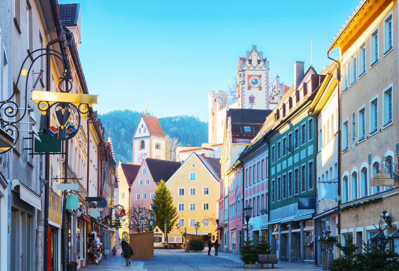 historic center of fussen germany on a sunny morning
