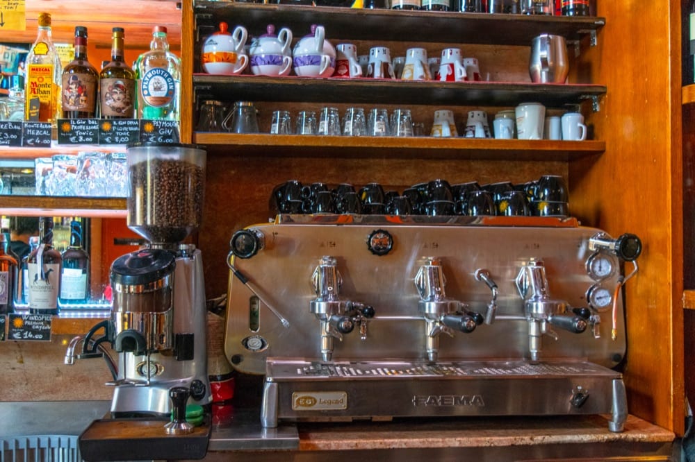 Espresso machine in a bar in Italy, how to order coffee in Italy guide