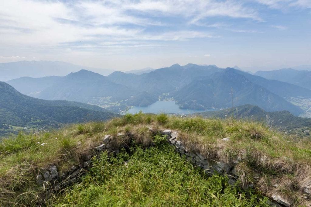 lake ledro italy as seen from above on a hiking trail, one of the most beautiful lakes in italy