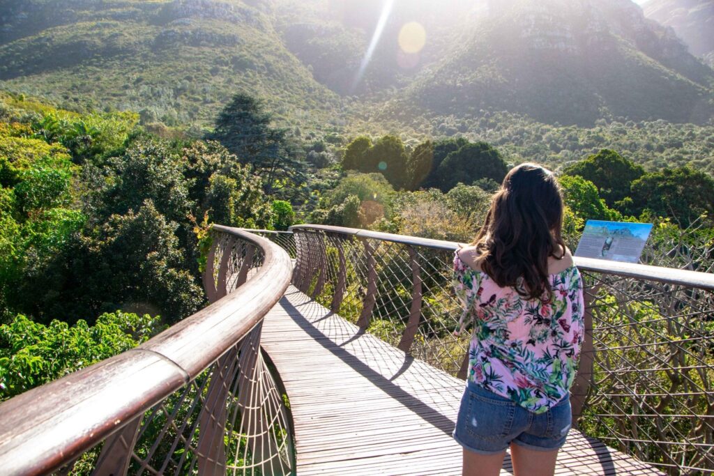kate storm on the land bridge in kierstenboch gardens in cape town south africa