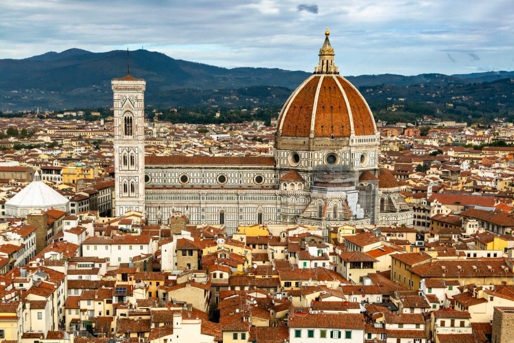 view of florence duomo from the top of arnolfo tower at the palazzo vecchio