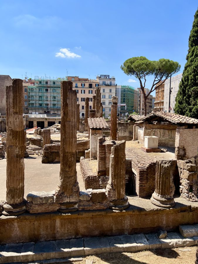largo di argentina as seen on a sunny day, a fun stop for cat lovers on an itinerary for rome italy