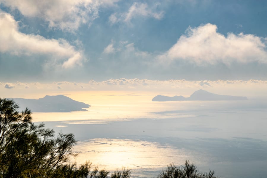 view of the bay of naples from mount vesuvius, as seen when visiting pompeii and mount vesuvius in one day
