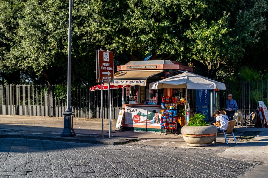 snack stand outside of pompeii archaeological site