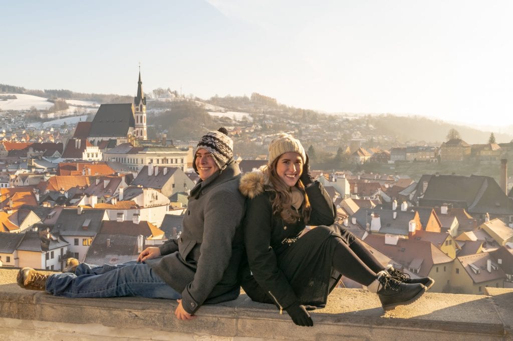ÄeskĂ˝ Krumlov in Winter: Couple in Cesky Krumlov