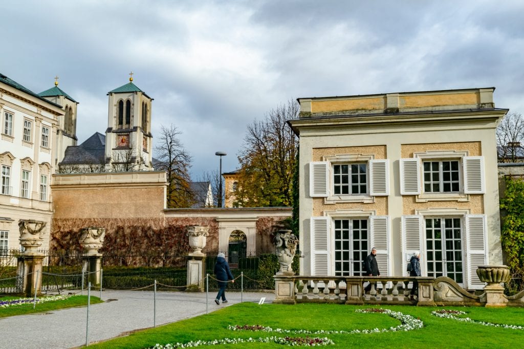 view of salzburg mirabell gardens in winter
