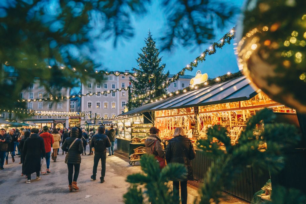 christmas in austria at night salzburg christmas market