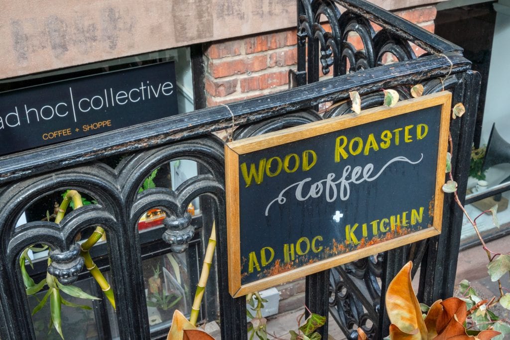 sign for a small coffee shop in the west village, a fun sight during a weekend new york city itinerary