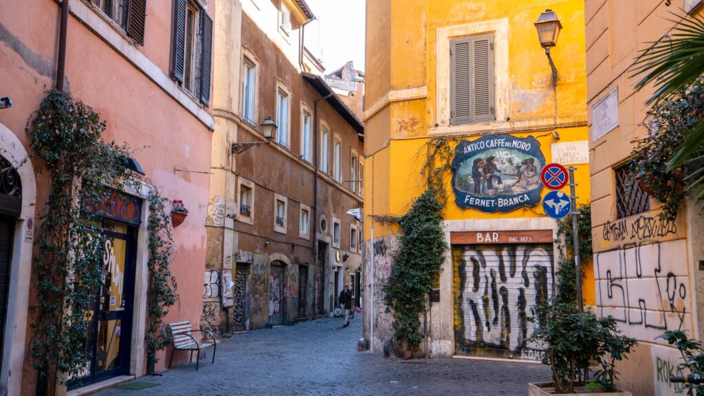 Street in Trastevere with Graffiti on the wall
