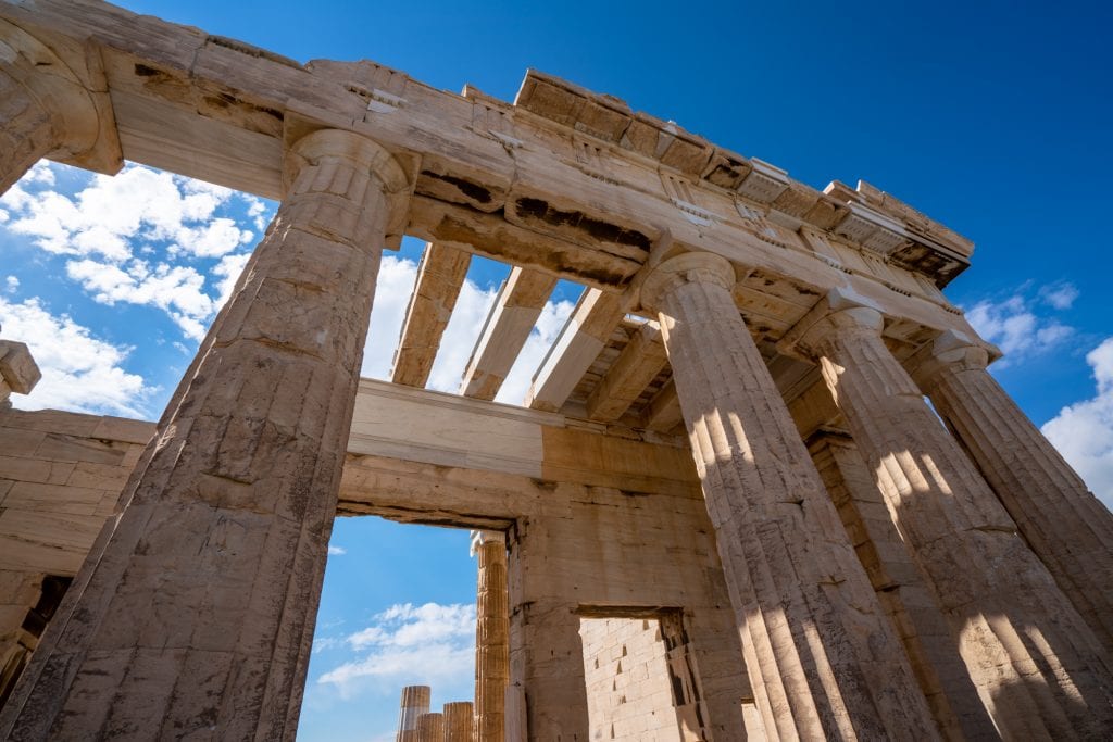 View of Temple in the Acropolis looking up, 2 day Athens Itinerary