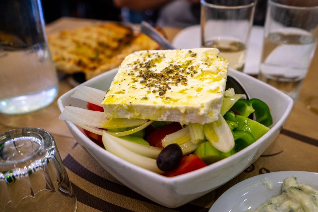 Close up of Greek salad, 2 days in Athens itinerary