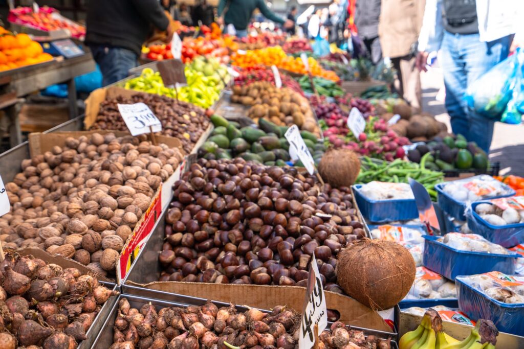 Stalls at Athens fruit market, 2 days in Athens itinerary