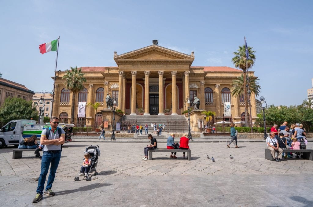 Teatro Massimo in Palermo as seen from the front--one of the most interesting facts about Sicily is that this is the largest opera house in Italy... by some measures!