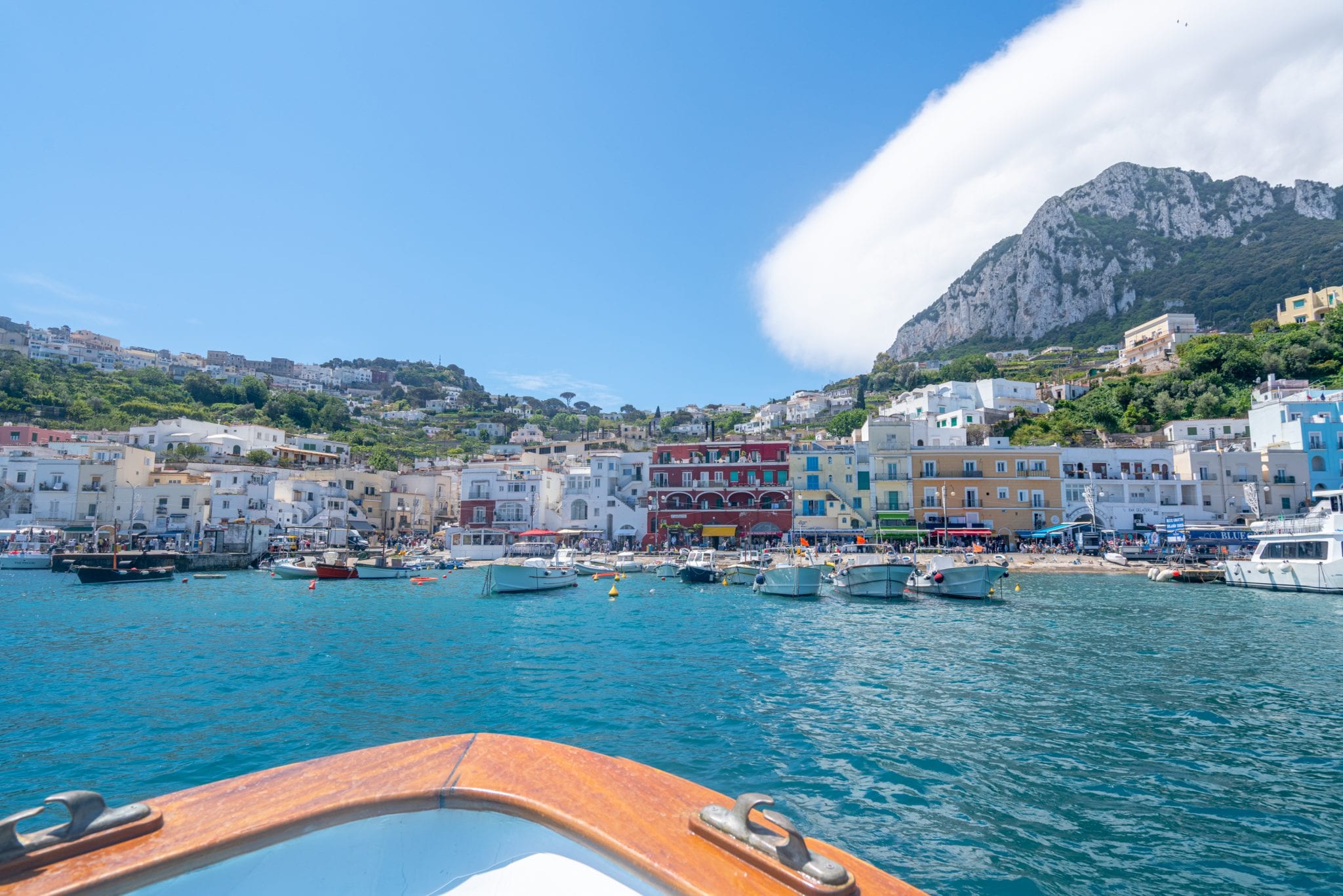 view of marina grande capri as boat approaches