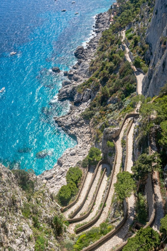 Photo of Via Krupp and the sea seen from capri during summer in italy