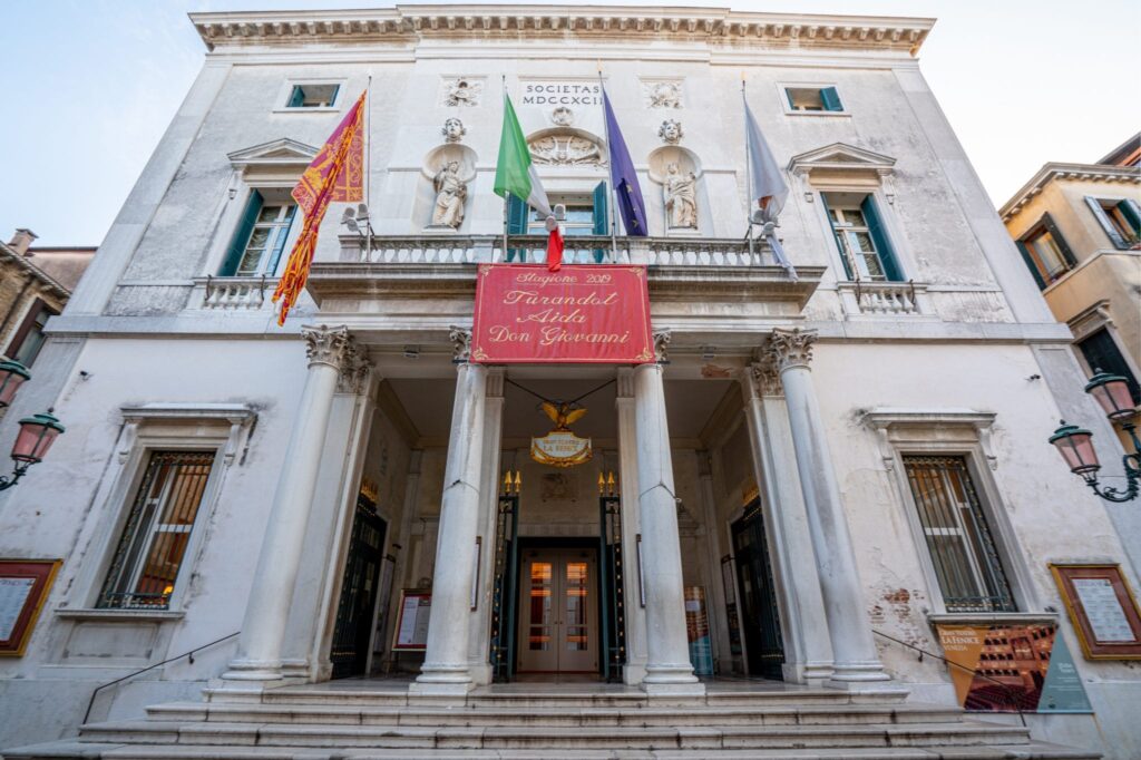Front facade of Teatro La Fenice in Venice