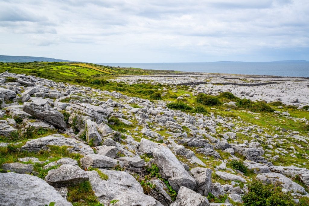 Photo of the rocky landscape of the Burren--add a visit here to your list of things to do in Doolin Ireland!