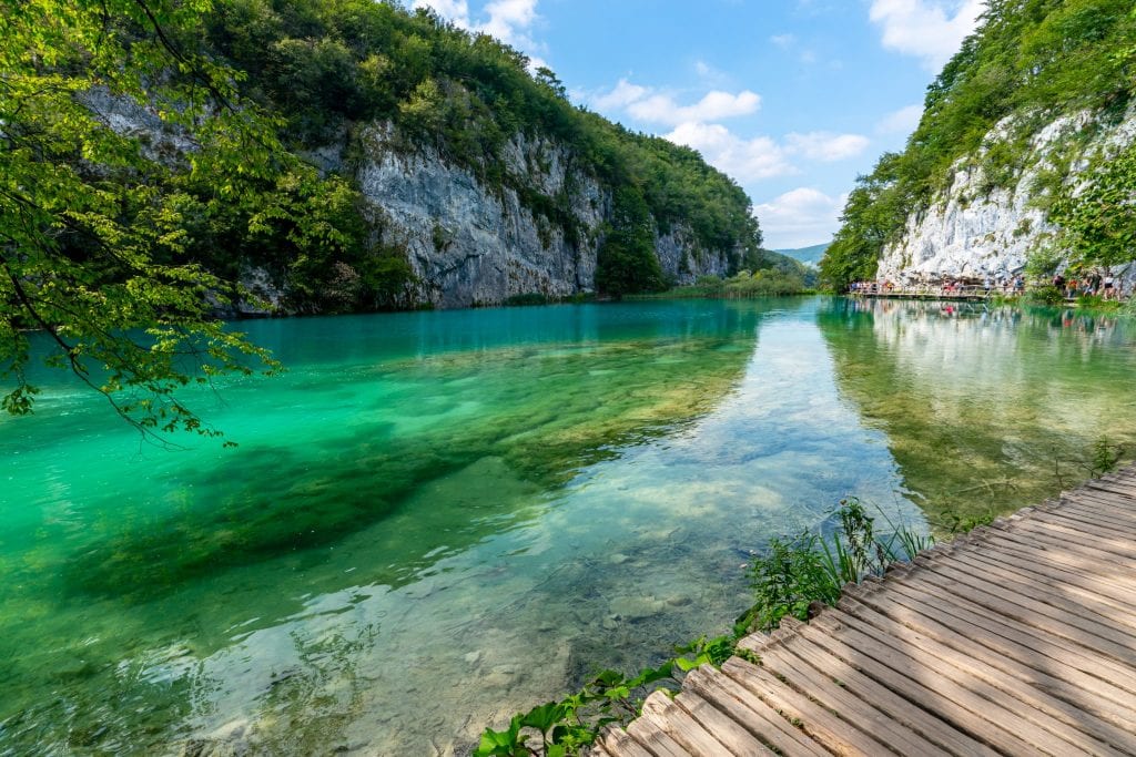 view of a quiet section of plitvice lakes without crowds
