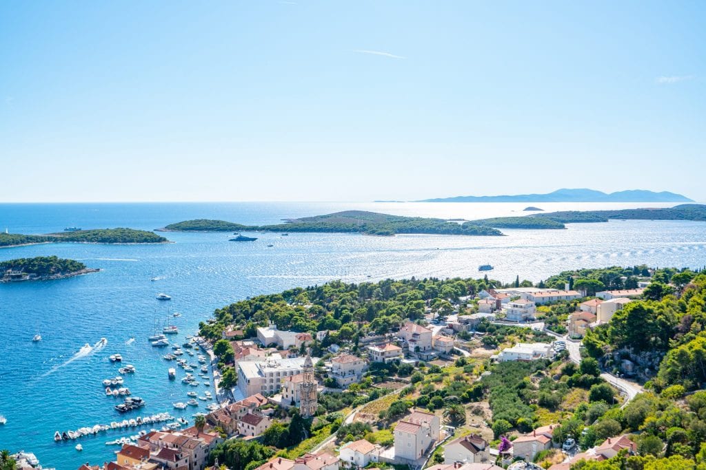 view of pakleni islands from spanish fortress, one of the best things to see in hvar croatia