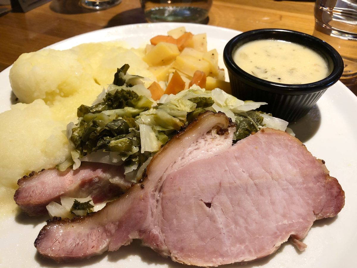 irish bacon and cabbage served in a pub in dingle ireland