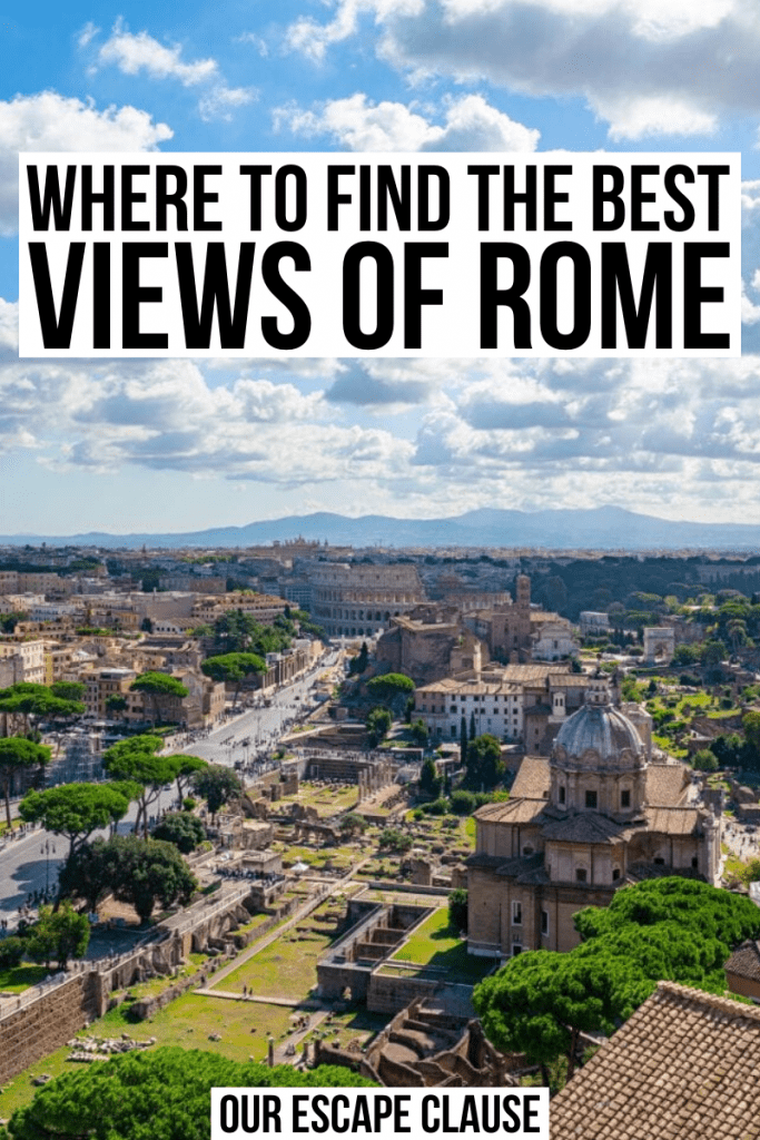 Photo of Ancient Rome from above Black text on a white background reads "Where to find the best views of Rome"