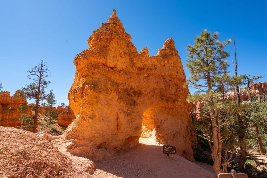 Rock formation as seen along Queen's Garden trail in Bryce Canyon NP on a Utah national parks road trip itinerary