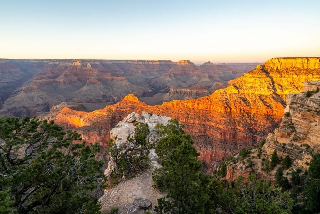 grand canyon sunset as seen from mather point