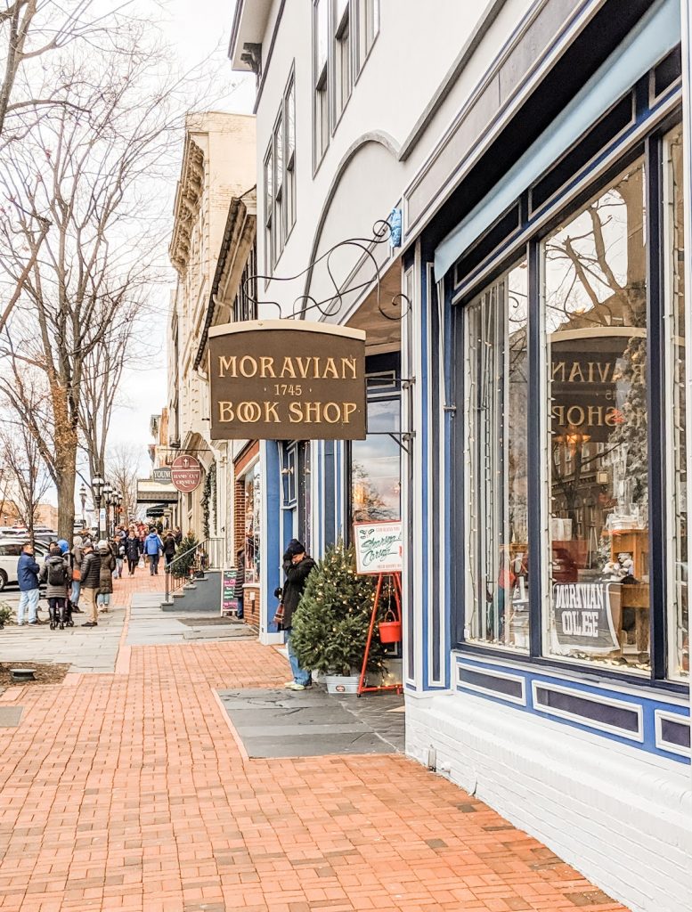 exterior of Moravian book shop in bethlehem pa, one of the prettiest small towns in america