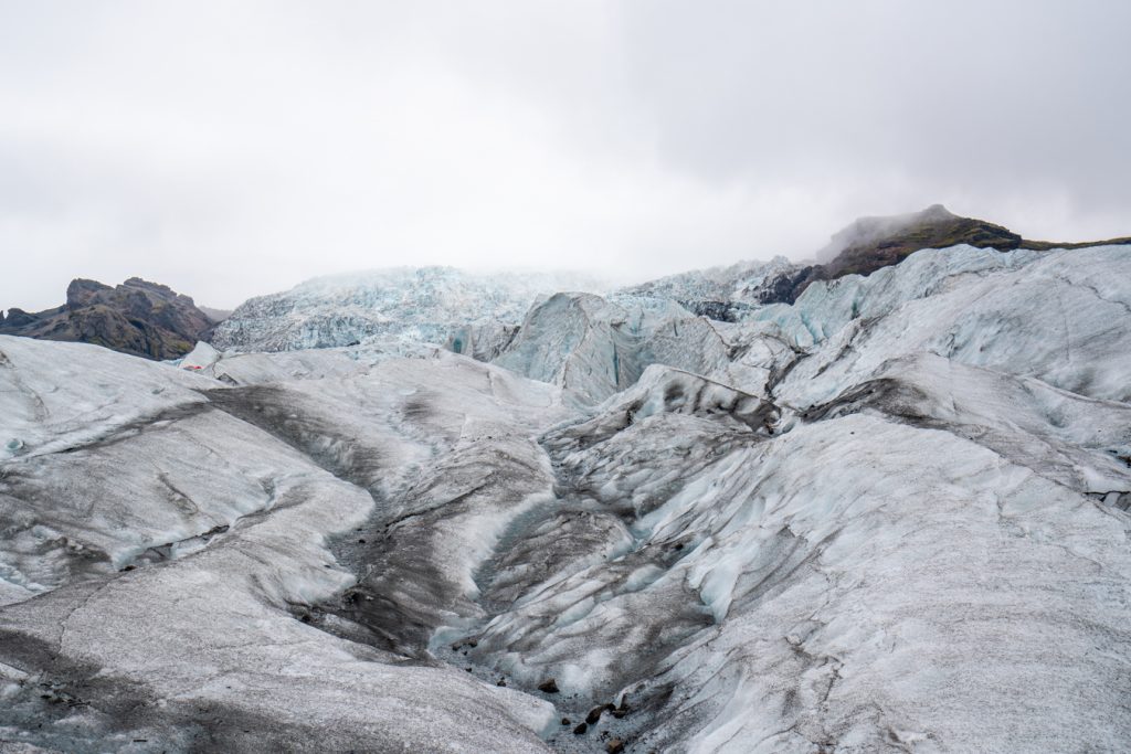 vatnajokull glacier as seen looking up when glacier hiking in iceland