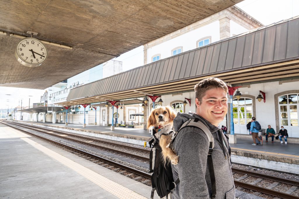 jeremy storm and ranger storm at porto campanha station between porto and lisbon train