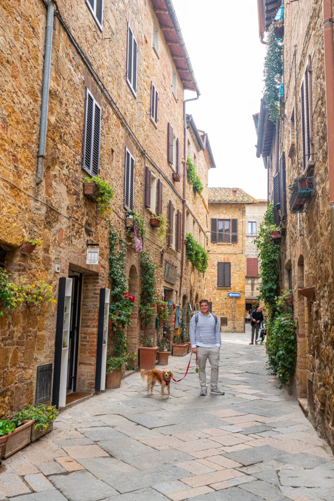 jeremy storm and ranger storm on a picturesque street in pienza