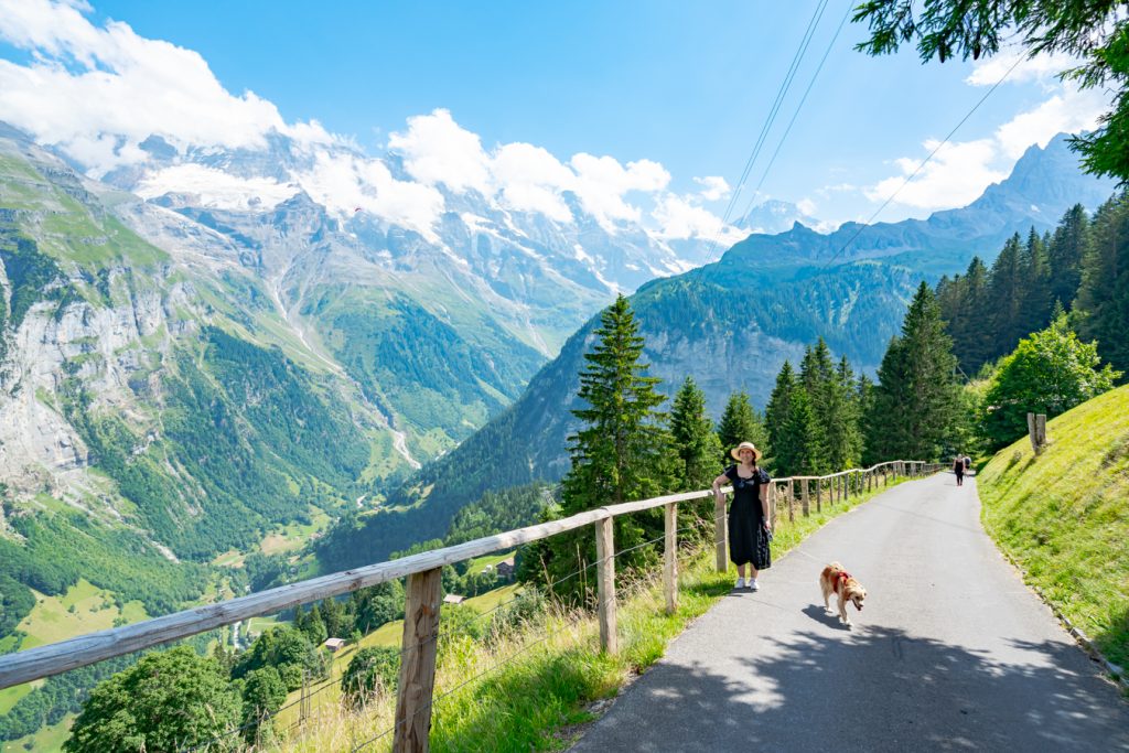 kate storm and ranger storm on the murren to gimmelwald hike in the swiss alps