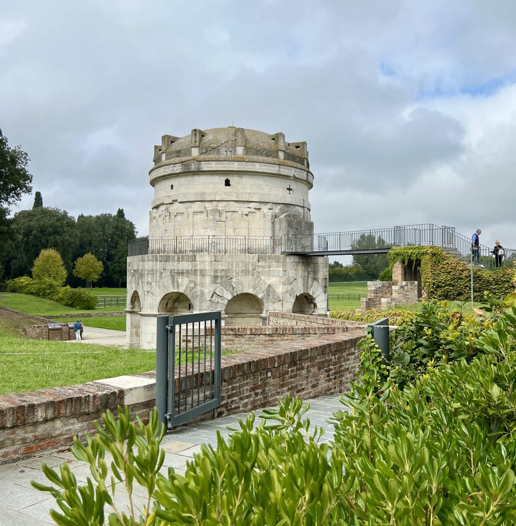 exterior of the unesco mausoleum of theodoric in ravenna on a cloudy day