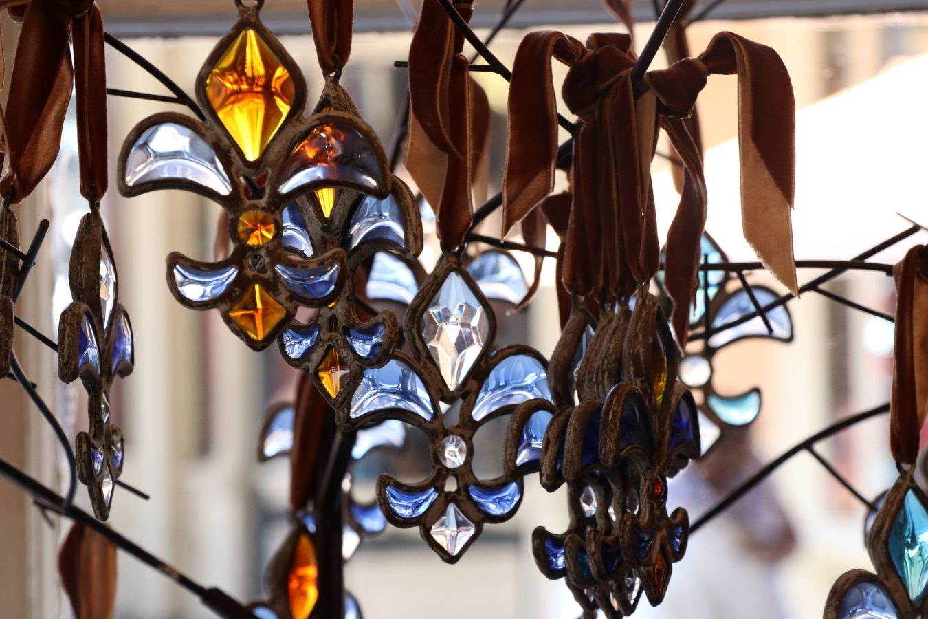 collection of stained glass fleur de lis decor in new orleans