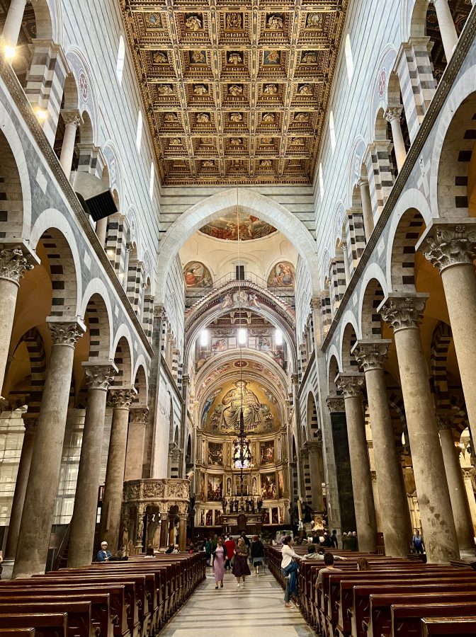 interior of the pisa cathedral as seen from the rear of the sanctuary