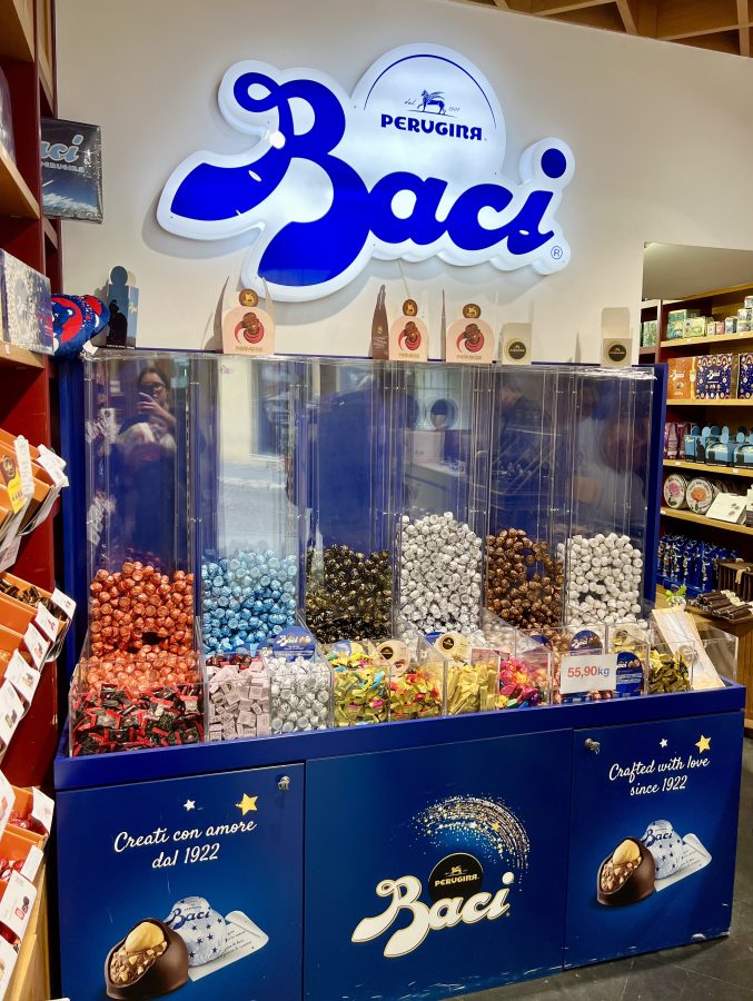 display of baci chocolates in perugia italy
