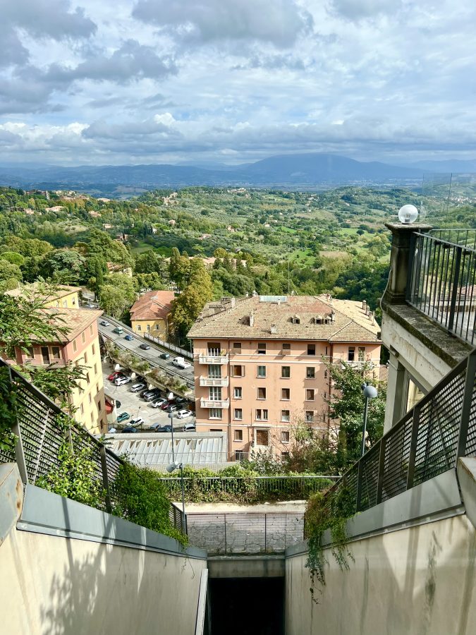 view of umbria countryside from the top of pincetto minimetro stop perugia