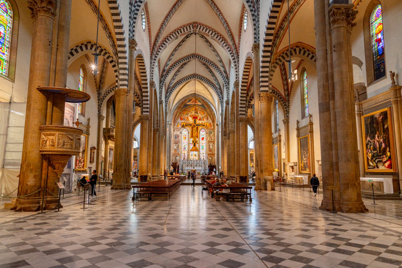 interior of the basilica of santa maria novella in florence italy