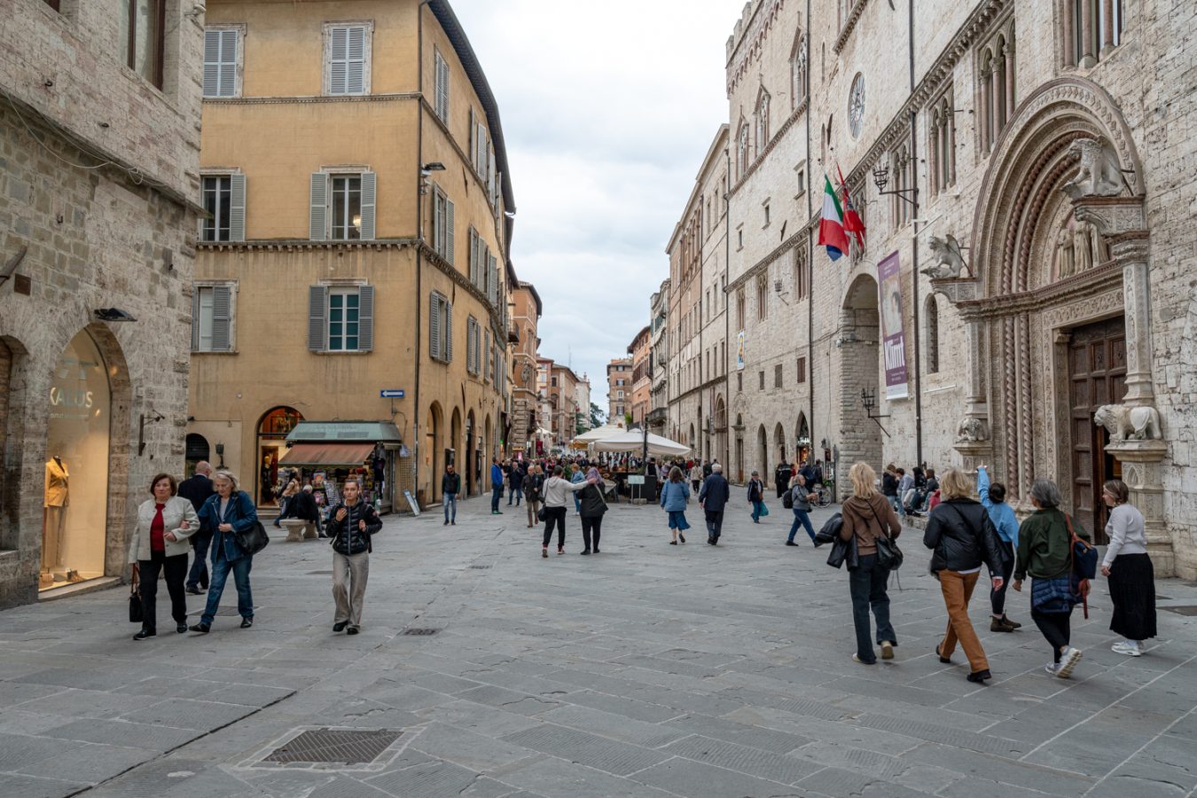 view of corso pietro vannucci on a cloudy day when visiting perugia umbria