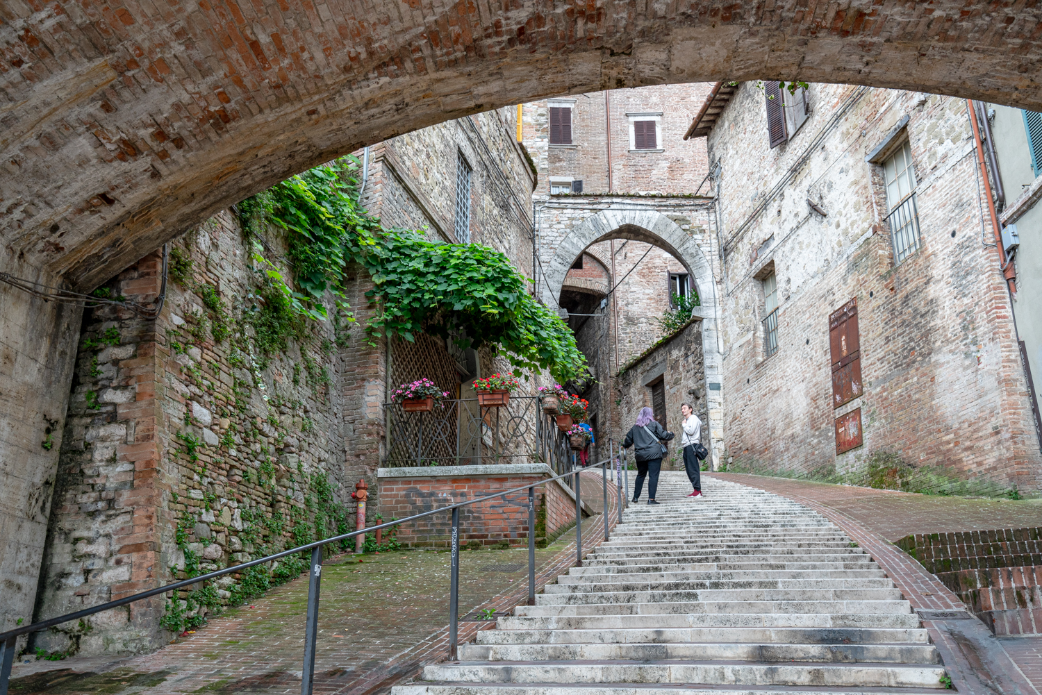 stone staircase in perugia italy